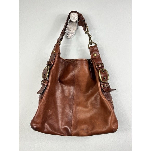 Coach Handbags - COACH Bleecker Felicia Burnished Leather‎ XL Slim Duffle Hobo Bag Purse 11424